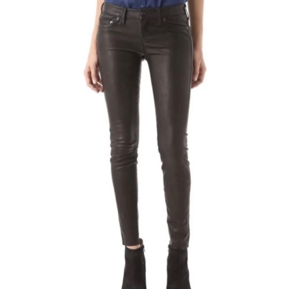 True Religion Casey genuine lambskin leather jeans. Size 23. Low rise.